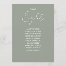 Invitación Tabla de número de asiento moderno en verde salvia