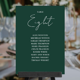 Invitación Tabla de número de asiento moderno verde esmeralda