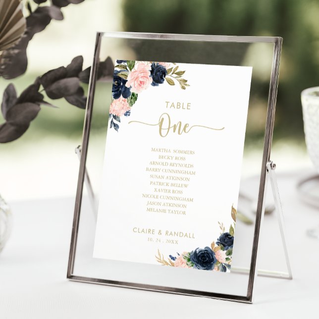 Invitación Tabla de oro floral Número de asiento 1 (Subido por el creador)