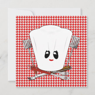 Invitación Tabla de picnic con Gorra del chef y herramientas 