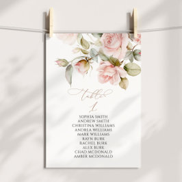 Invitación Tabla de rosa y verde rosa número de asiento 1
