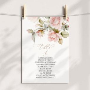 Invitación Tabla de rosa y verde rosa número de asiento 1