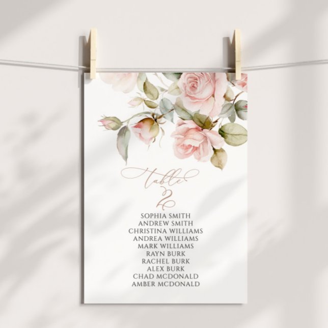 Invitación Tabla de rosa y verde rosa número de asiento 2 (Subido por el creador)