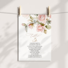 Invitación Tabla de rosa y verde rosa número de asiento 3