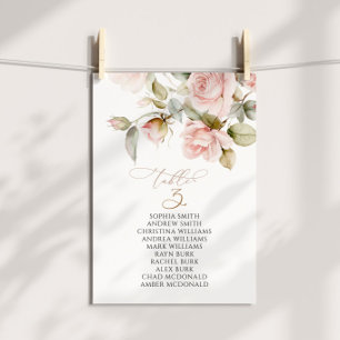 Invitación Tabla de rosa y verde rosa número de asiento 3