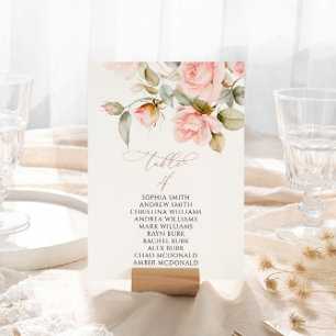 Invitación Tabla de rosa y verde rosa número de asiento 4