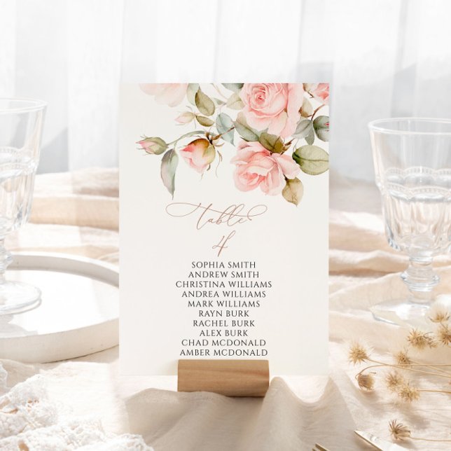 Invitación Tabla de rosa y verde rosa número de asiento 4 (Subido por el creador)