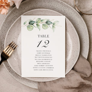 Invitación Tabla de verdor de eucalipto Número de asiento 12