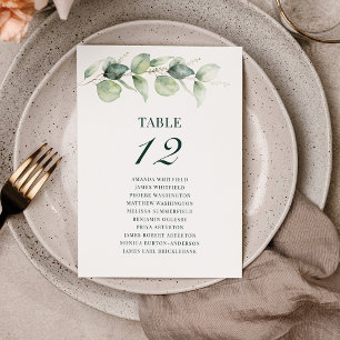 Invitación Tabla de verdor de eucalipto Número de asiento 12