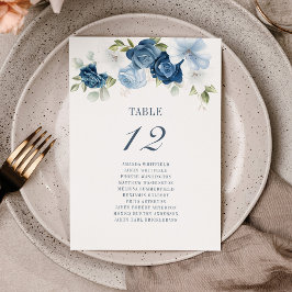 Invitación Tabla Floral Azul Dusty Número de Asientos 12