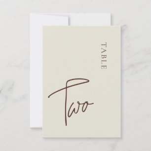 Invitación Tabla minimalista Beige dos Número de tabla