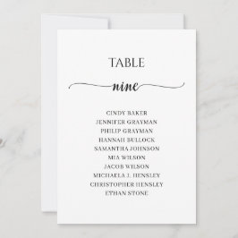 Invitación Tabla moderna de guiones negros Número de asiento 