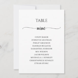 Invitación Tabla moderna de guiones negros Número de asiento