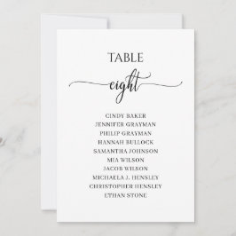 Invitación Tabla moderna de guiones negros Número de asiento 