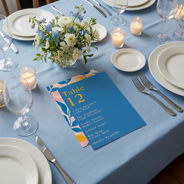 Invitación Tabla moderna de litografos número de asientos (Modern Leafy Lithograph table number seating chart.)