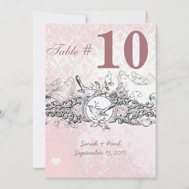 Invitación Tabla No. Boda De Desplazamiento Musical De Pájaro (Anverso)