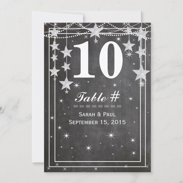 Invitación Tabla No. De Bodas Modernos De Chalkboard (Anverso)