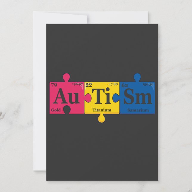 Invitación Tabla Periódica de Elementos de Autismo Conciencia (Anverso)