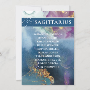 Invitación Tabla Sagittarius Número de Asientos Celestes
