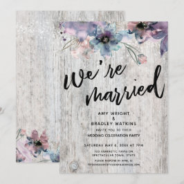 Invitación Tablas Deterioradas Flores Luces Estamos Casados