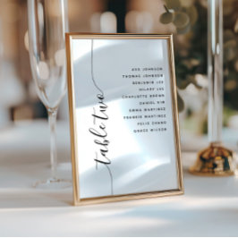 Invitación Table 2 Vertical Script Wedding Seating Chart Card