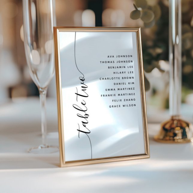 Invitación Table 2 Vertical Script Wedding Seating Chart Card (Subido por el creador)