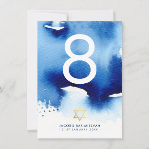 Invitación TABLE NUMBER Bar Mitzvah estrella de oro color de 