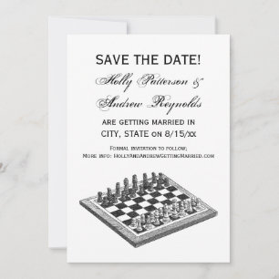 Invitación Tablero de Ajedrez y Piezas de Ajedrez Arte Antigu