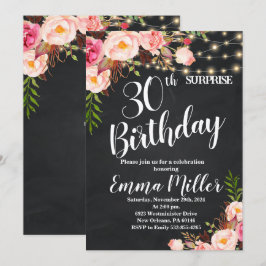 Invitación Tablero de canto de cumpleaños 30 Surprise Lights