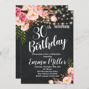 Invitación Tablero de canto de cumpleaños 30 Surprise Lights