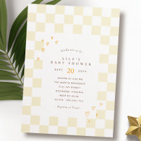 Tablero de cheques amarillo | Baby Shower retro ne