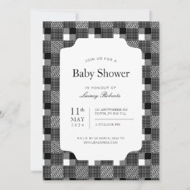 Invitación Tablero de cheques de vidrio blanco y negro vintag