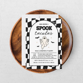 Invitación Tablero de Damas Retro Spooktacular Halloween