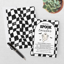 Tablero de Damas Retro Spooktacular Halloween