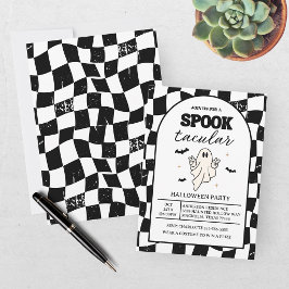 Invitación Tablero de Damas Retro Spooktacular Halloween