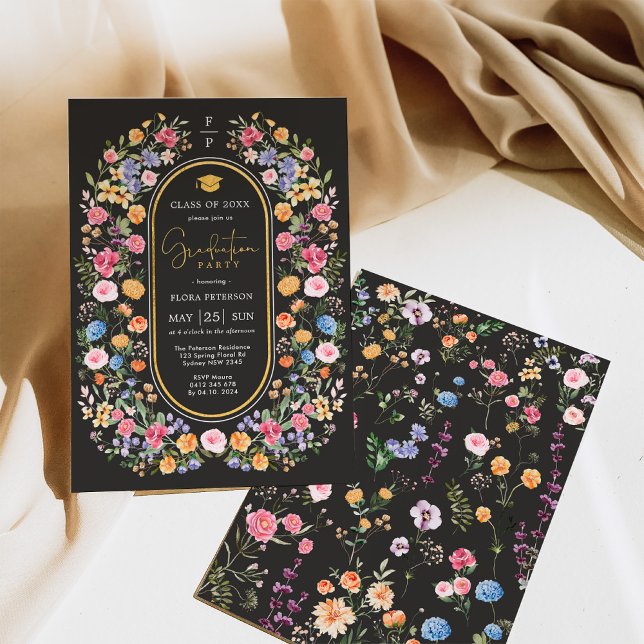 Invitación Tablero de graduación del jardín de flores silvest (Subido por el creador)