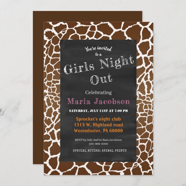 Invitación Tablero de papel de jirafa (Anverso / Reverso)