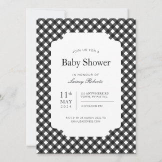 Invitación Tablero de tablero de papel clásico de Gingham neg
