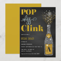 Tablero de tiza de purpurina de pop fizz Bridal Sh