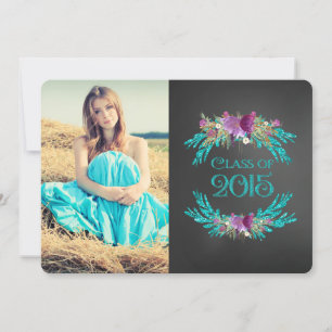 Invitación Tablero de tiza floral Graduación Clase de 2015