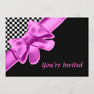 Invitación Tablero negro y blanco rosado