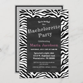 Invitación Tablero rayado de cebra blanco y negro
