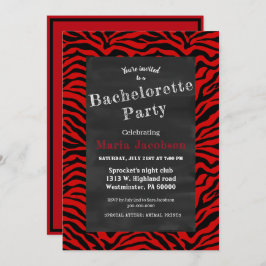 Invitación Tablero rayado de cebra negra y roja