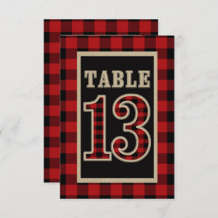 Invitación Tablero Rústico Rojo y Negro Tapado Número 13