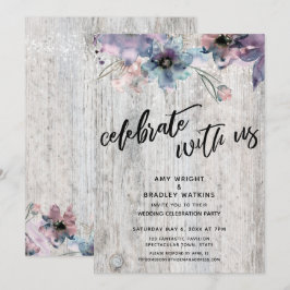 Invitación Tablones Deteriorados Flores Luces Celebran con No