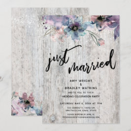 Invitación Tablones Deteriorados Flores Luces Recién Casados