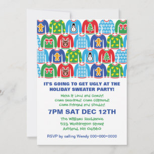 Invitación Tacky Holiday Sweater Fiesta Ugly Sweater Invitati