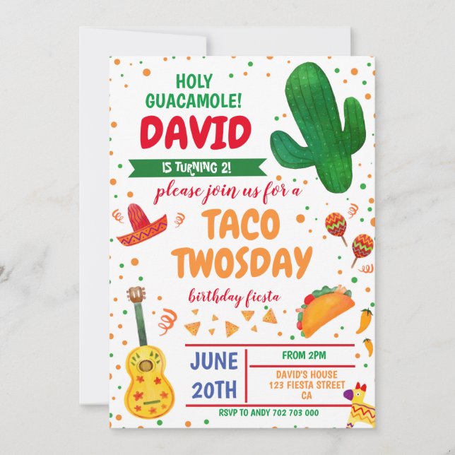 Invitación Taco 20 días Fiesta Cactus México (Anverso)