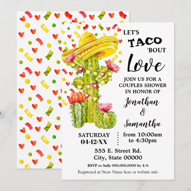 Invitación Taco 'acerca de amor fiesta de las parejas ducha (Anverso / Reverso)