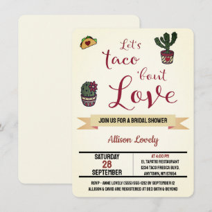 Invitación Taco 'acerca de amor Fiesta Tema ducha de novias